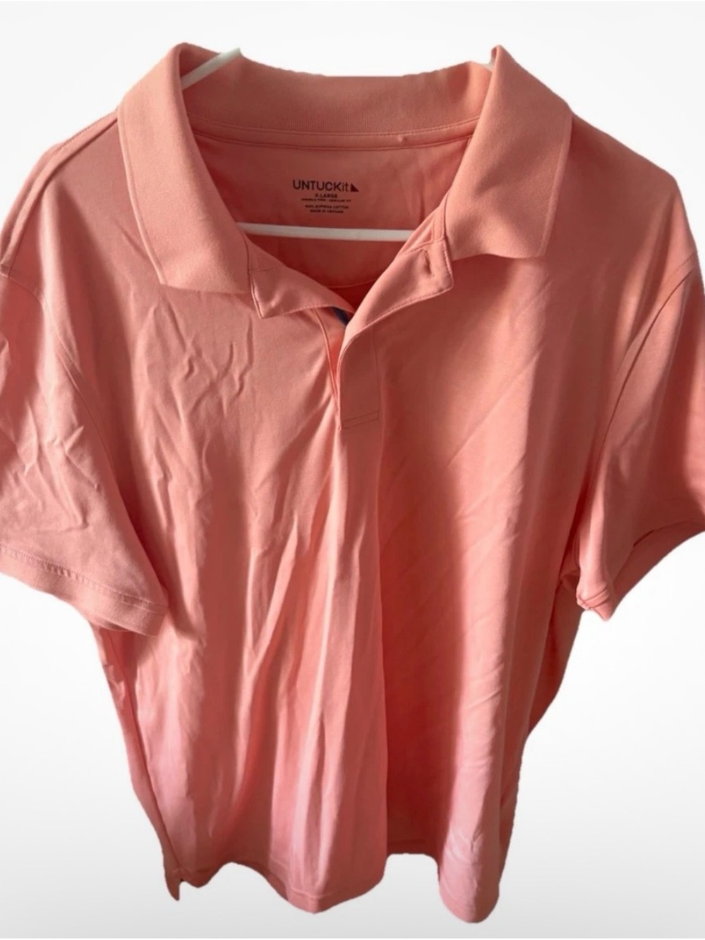 UNTUCKit Men’s Polo Shirt XL Peach Solid Supima Cotton Short Sleeve